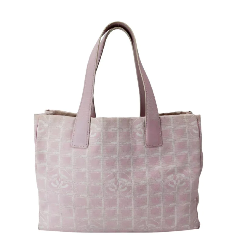 CHANEL CC Logo Travel Line Large Nylon Tote Bag Light Pink Trendy Handbags At Limited-Time Discounts