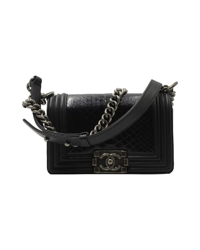 Chanel Medium Boy Flap Bag in Navy Blue Python Leather Iconic Handbags At Unbeatable Prices Chanel Medium Boy Flap Bag in Navy Blue Python Leather Iconic Handbags At Unbeatable Prices