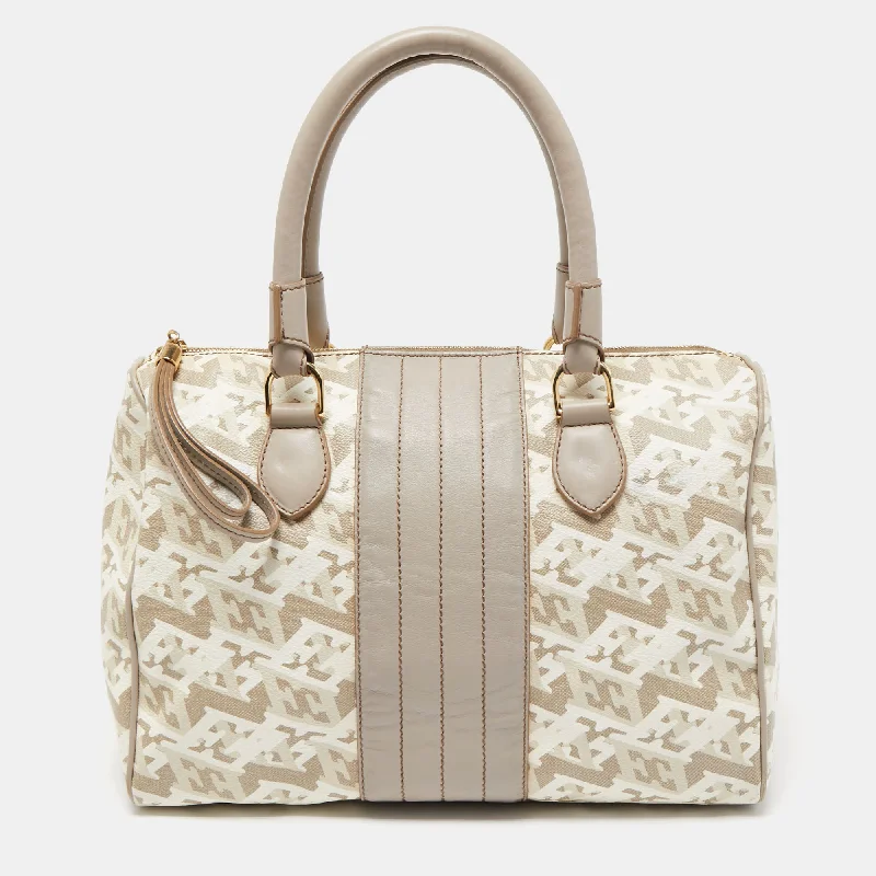 Escada Grey/multicolor Printed Coated Canvas And Leather Bowler Bag Fashion-Forward Bags, Now On Sale Escada Grey/multicolor Printed Coated Canvas And Leather Bowler Bag Fashion-Forward Bags, Now On Sale
