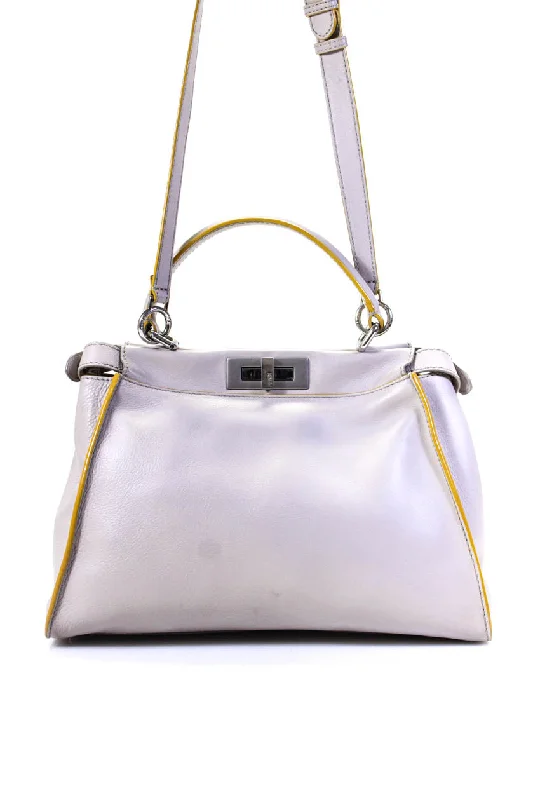 Fendi Womens Taupe Leather Double Turn Lock Peekaboo Medium Top Handle Satchel Handbag Stylish Bags, Unbeatable Prices Fendi Womens Taupe Leather Double Turn Lock Peekaboo Medium Top Handle Satchel Handbag Stylish Bags, Unbeatable Prices