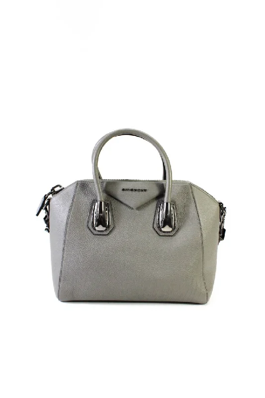 Givenchy Womens Leather Antigona Kenya Metal Medium Gray Satchel Handbag Huge Handbag Markdowns – Update Your Collection Now