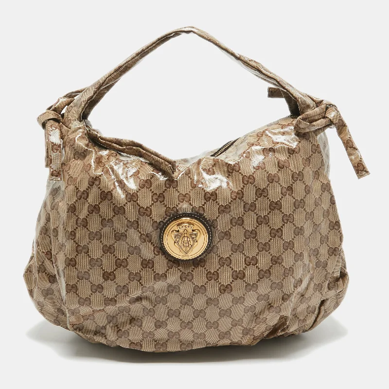 Gucci Beige Gg Crystal Canvas Hysteria Hobo Everyday Elegance At Lower Prices