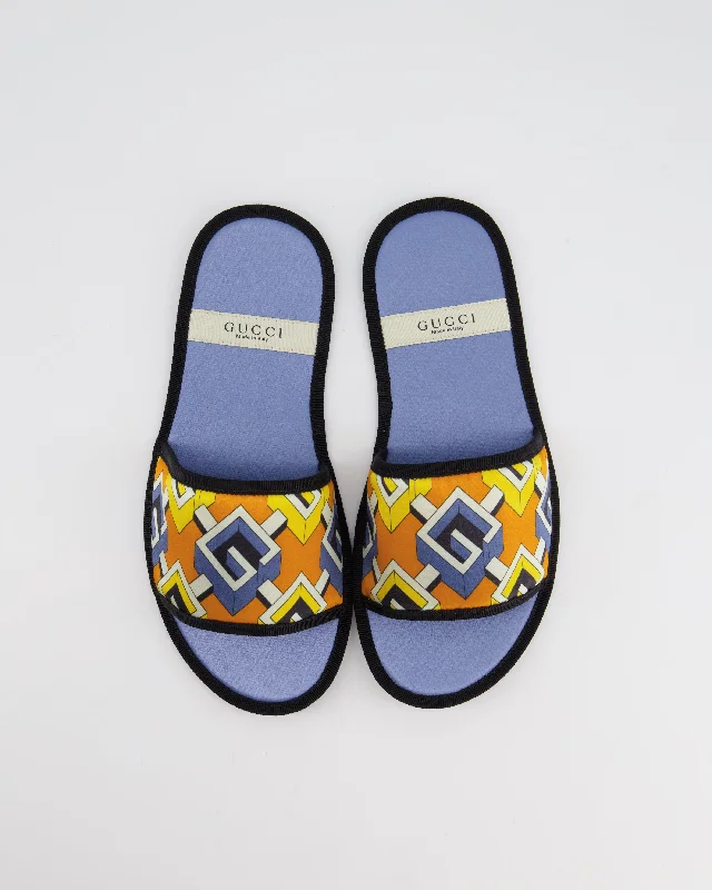 Gucci Blue and Orange Travel Silk Set Neck Pillow and Slippers size M Elegant Purses At Clearance Prices