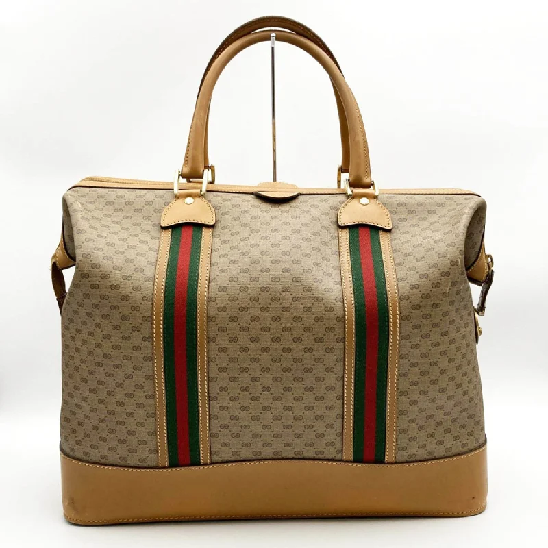 GUCCI Boston Bag Travel Micro GG Sherry Line Beige Brown PVC Leather Women's Men's 012 122 Limited-Stock Handbag Sale For A Stylish Look GUCCI Boston Bag Travel Micro GG Sherry Line Beige Brown PVC Leather Women's Men's 012 122 Limited-Stock Handbag Sale For A Stylish Look