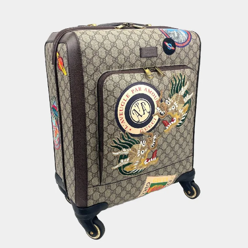 GUCCI GG Supreme Carry-On Suitcase- Travel Patches Shoulder Bags, Crossbody Bags, And More On Sale GUCCI GG Supreme Carry-On Suitcase- Travel Patches Shoulder Bags, Crossbody Bags, And More On Sale