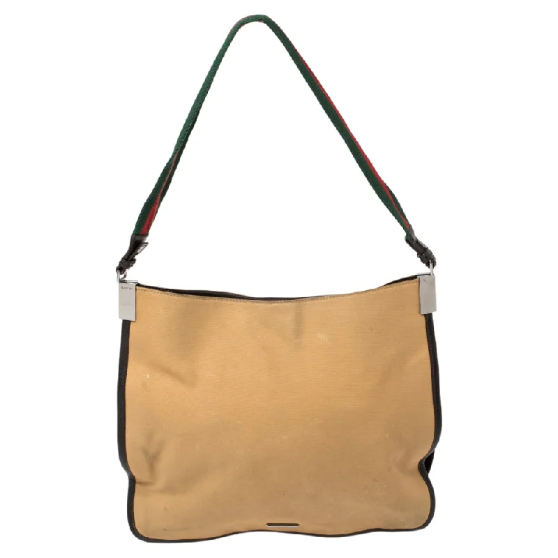 Gucci Khaki Canvas And Leather Trim Web Detail Hobo Grab Stylish Bags Before They Sell Out Gucci Khaki Canvas And Leather Trim Web Detail Hobo Grab Stylish Bags Before They Sell Out