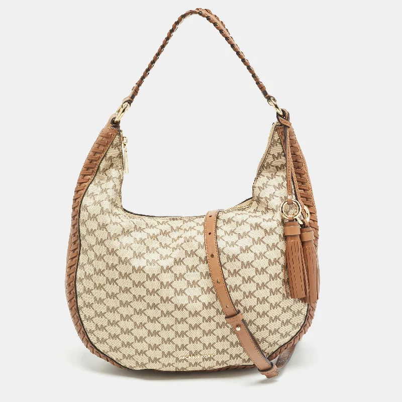 Michael Kors Beige/brown Signature Coated Canvas And Leather Lauryn Hobo Carry Elegance For Less – Best Bag Deals Here Michael Kors Beige/brown Signature Coated Canvas And Leather Lauryn Hobo Carry Elegance For Less – Best Bag Deals Here