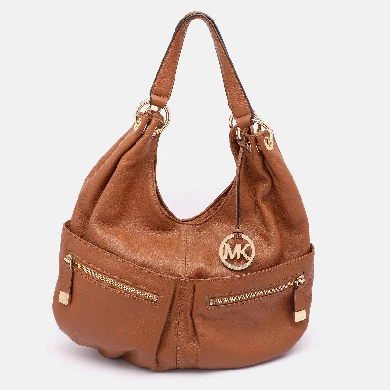Michael Kors Brown Leather Large Layton Hobo Trendy Purses At Exclusive Promotional Rates Michael Kors Brown Leather Large Layton Hobo Trendy Purses At Exclusive Promotional Rates