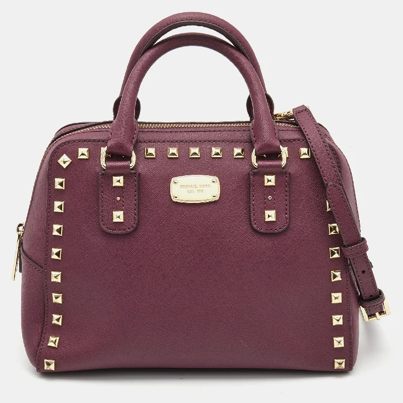 Michael Michael Kors Saffiano Leather Small Studded Sandrine Satchel Flash Sale On Designer Bags Michael Michael Kors Saffiano Leather Small Studded Sandrine Satchel Flash Sale On Designer Bags