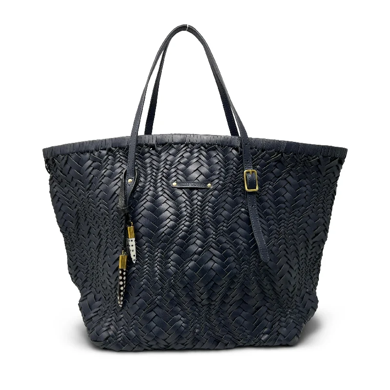 Big Savings Navy Vari Weave Leather Tote Statement Bags, Shop Today