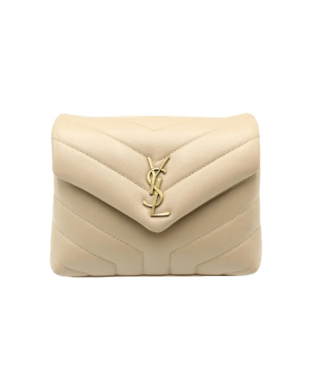 Saint Laurent Toy Loulou Quilted Shoulder Bag in Beige Leather Upgrade Your Look With Our Bag Sale Saint Laurent Toy Loulou Quilted Shoulder Bag in Beige Leather Upgrade Your Look With Our Bag Sale