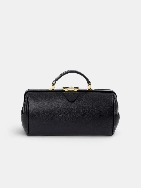 Minimalist Bags For Clean And Modern Aesthetics The Doctor's Bag - Midnight Black Calf Grain High-End Handbags At Affordable Prices Minimalist Bags For Clean And Modern Aesthetics The Doctor's Bag - Midnight Black Calf Grain High-End Handbags At Affordable Prices