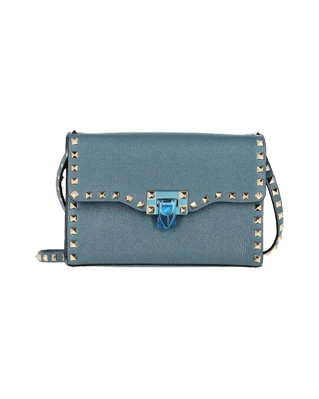 Valentino Rockstud Crossbody Bag in Blue Leather Trendy & Timeless Bags, Now On Sale Valentino Rockstud Crossbody Bag in Blue Leather Trendy & Timeless Bags, Now On Sale