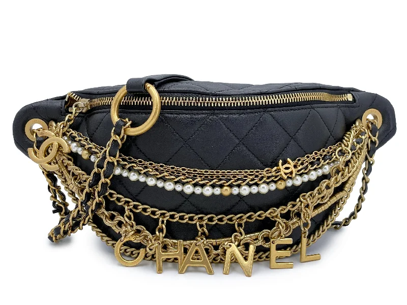 Chanel 19A Black All About Chains Fanny Pack Belt Bag Best Deals On Premium Handbags