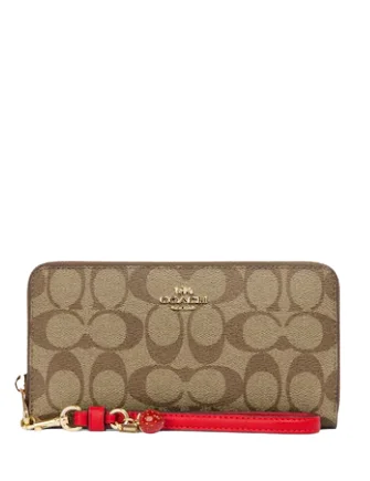 Professional Bags With Office Discounts Coach Long Zip Around Wallet In Signature Canvas With Strawberry Timeless Bags, Flash Sale