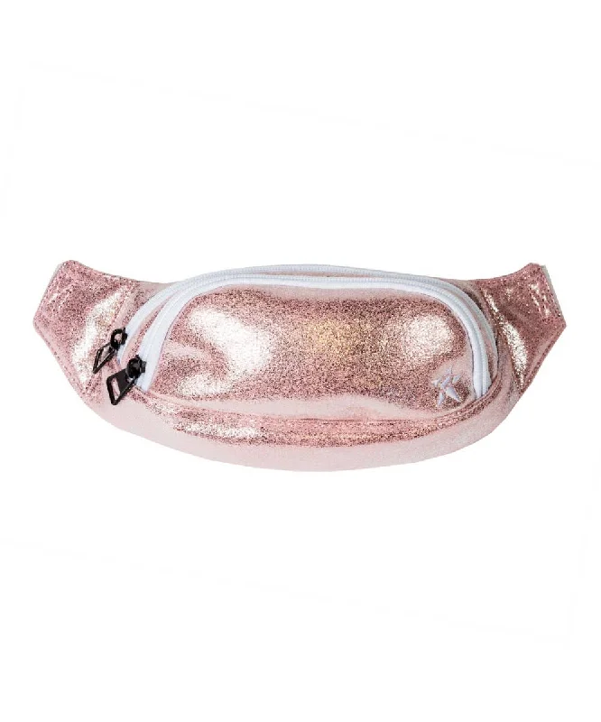 Faux Suede in Pink Champagne Youth Rebel Fanny Pack with White Zipper Limited-Time Handbag Sale