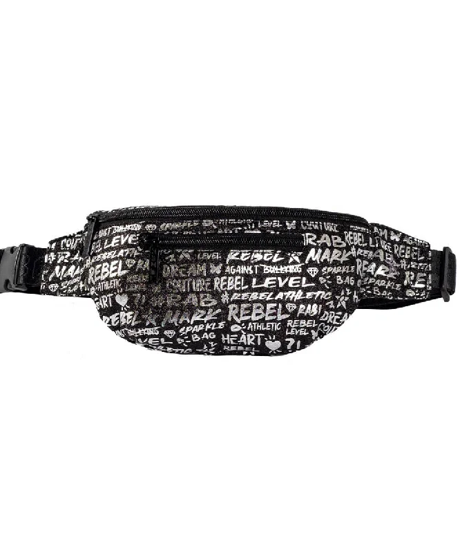 Signature in Black and Silver Youth Rebel Fanny Pack with Black Zipper Fashionable Handbags At Must-Have Prices Signature in Black and Silver Youth Rebel Fanny Pack with Black Zipper Fashionable Handbags At Must-Have Prices