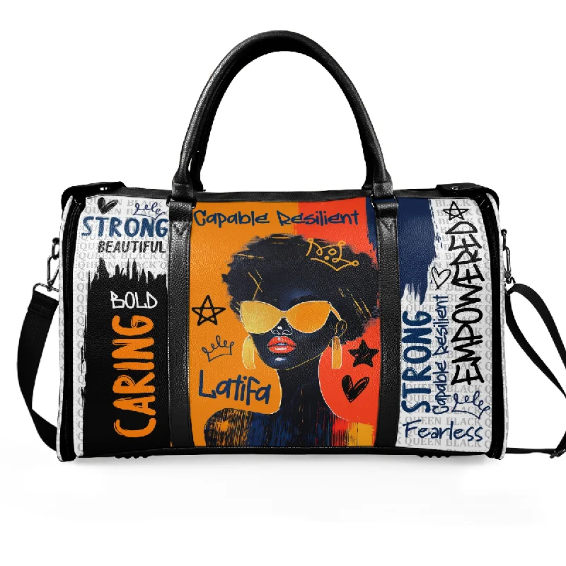 Black Queen Graffiti Style - Personalized Leather Duffle Bag Fashionable Handbags At Must-Have Prices Black Queen Graffiti Style - Personalized Leather Duffle Bag Fashionable Handbags At Must-Have Prices