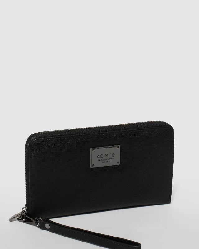 Black Zoe Wristlet Wallet With Gunmetal Hardware Fashionable Bags At Must-Have Prices Black Zoe Wristlet Wallet With Gunmetal Hardware Fashionable Bags At Must-Have Prices