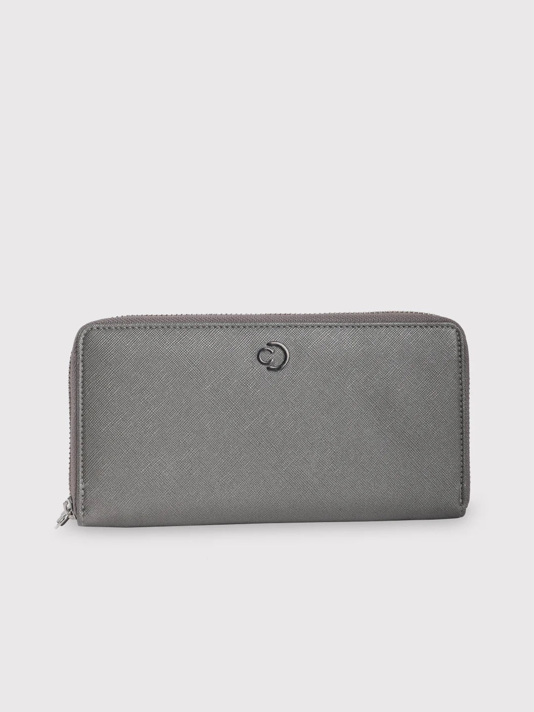 Caprese Mia Wallet Large Zip Around Gunmatel Carry Elegance For Less