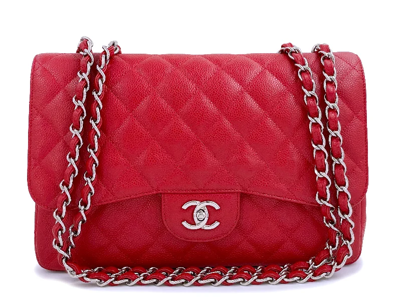 Chanel 10C Red Caviar Jumbo Classic Flap Bag SHW Single The Perfect Bag Sale Is Here Chanel 10C Red Caviar Jumbo Classic Flap Bag SHW Single The Perfect Bag Sale Is Here