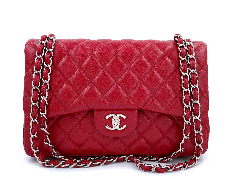 Chanel 11P Red Caviar Jumbo Classic Double Flap Bag SHW Chic Crossbody Bags, Limited Offers Chanel 11P Red Caviar Jumbo Classic Double Flap Bag SHW Chic Crossbody Bags, Limited Offers
