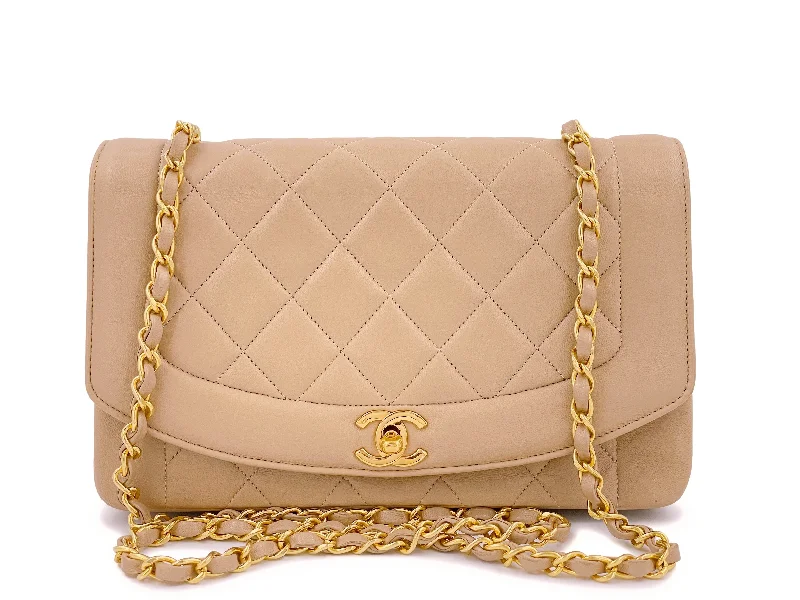 Chanel 1991 Vintage "Milk Tea" Beige Diana Flap Bag 24k GHW Collector's Set The Handbag Sale You've Been Waiting For Chanel 1991 Vintage "Milk Tea" Beige Diana Flap Bag 24k GHW Collector's Set The Handbag Sale You've Been Waiting For