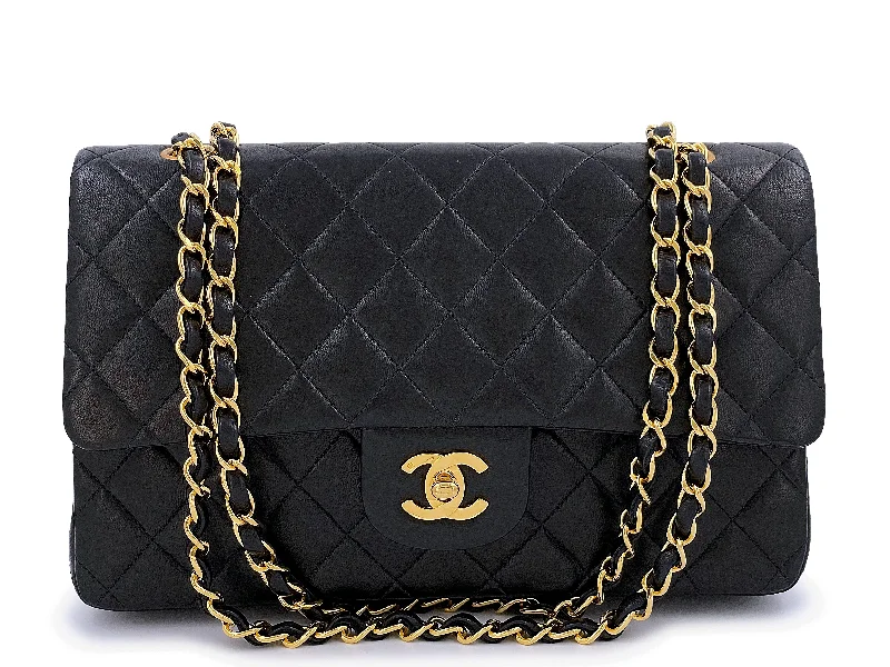 Chanel 1992 Vintage Black Medium Classic Double Flap Bag 24k GHW Lambskin Must-Have Bags, Big Discounts Chanel 1992 Vintage Black Medium Classic Double Flap Bag 24k GHW Lambskin Must-Have Bags, Big Discounts
