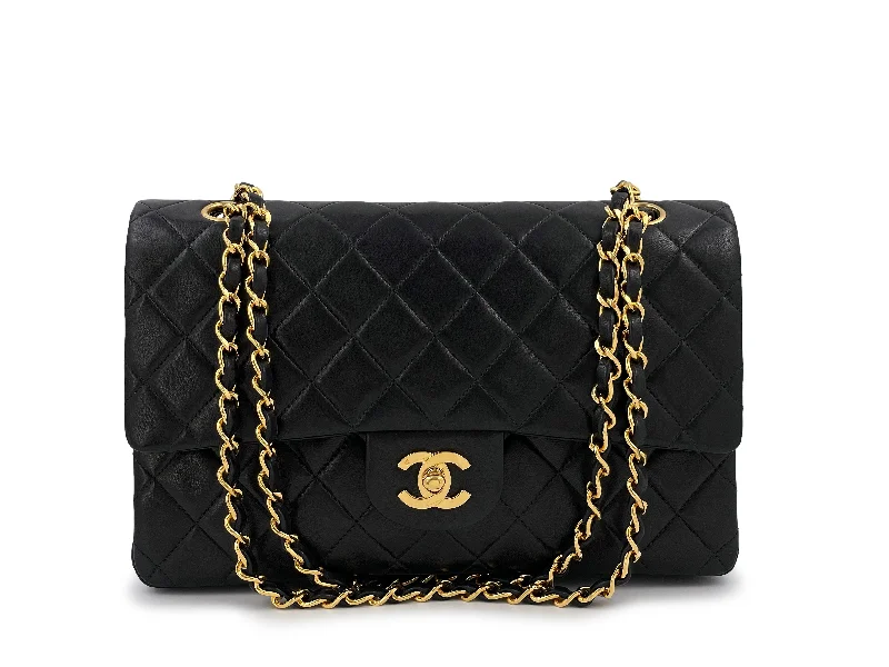 Chanel 1992 Vintage Black Medium Classic Double Flap Bag 24k GHW Lambskin Sleek Bags, Perfect Prices Chanel 1992 Vintage Black Medium Classic Double Flap Bag 24k GHW Lambskin Sleek Bags, Perfect Prices