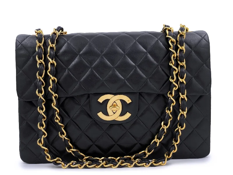 Chanel 1993 Vintage Black Lambskin Maxi Classic Flap Bag 24k GHW Statement Bags, Shop Today Chanel 1993 Vintage Black Lambskin Maxi Classic Flap Bag 24k GHW Statement Bags, Shop Today