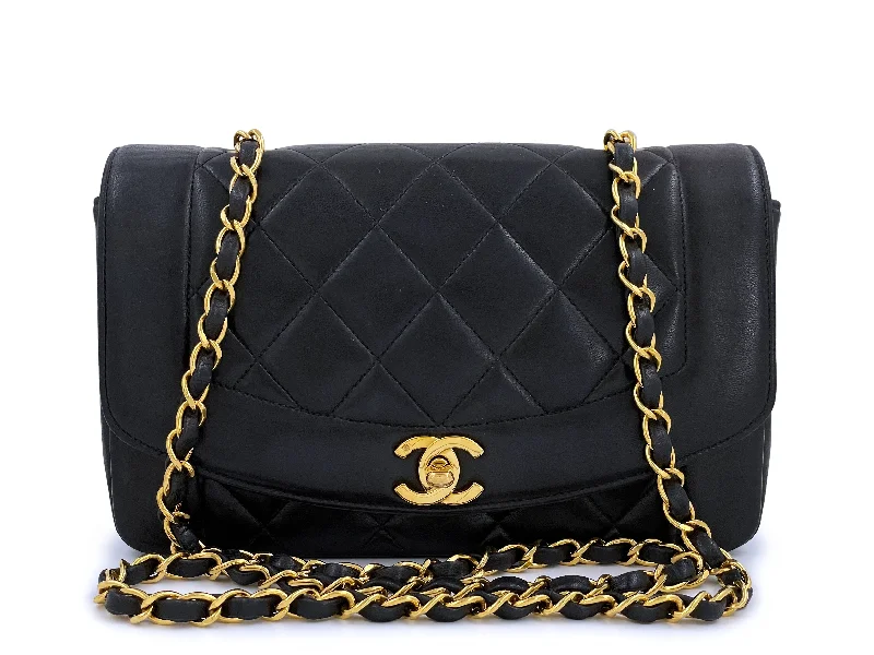 Chanel 1993 Vintage Black Small Diana Flap Bag 24k GHW Lambskin Luxury Handbags, Budget-Friendly Chanel 1993 Vintage Black Small Diana Flap Bag 24k GHW Lambskin Luxury Handbags, Budget-Friendly