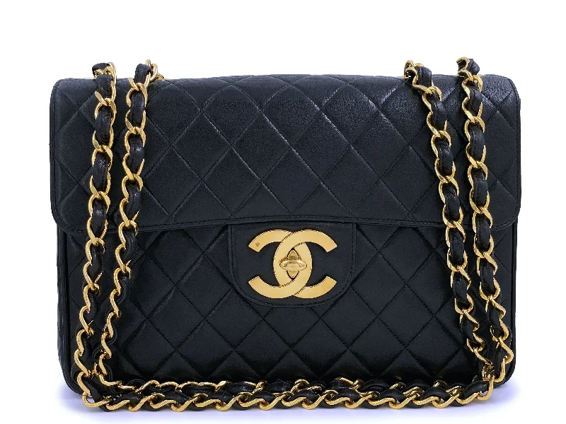 Chanel 1994 Vintage Black Jumbo Classic Flap Bag 24k GHW Trendy Handbags At Limited-Time Discounts Chanel 1994 Vintage Black Jumbo Classic Flap Bag 24k GHW Trendy Handbags At Limited-Time Discounts