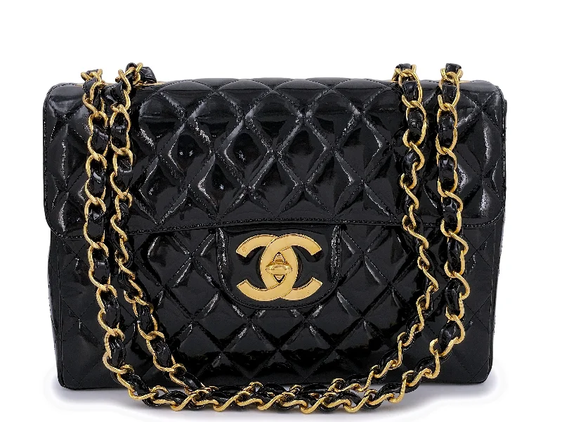 Chanel 1994 Vintage Black Patent Jumbo Classic Flap Bag 24k GHW Everyday Bags, Budget-Friendly Chanel 1994 Vintage Black Patent Jumbo Classic Flap Bag 24k GHW Everyday Bags, Budget-Friendly