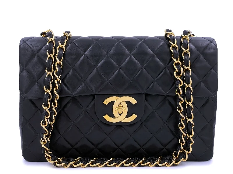 Chanel 1994 Vintage Maxi "Jumbo XL" Classic Flap Bag Black 24k GHW Exclusive Discounts On Stylish Handbags Chanel 1994 Vintage Maxi "Jumbo XL" Classic Flap Bag Black 24k GHW Exclusive Discounts On Stylish Handbags
