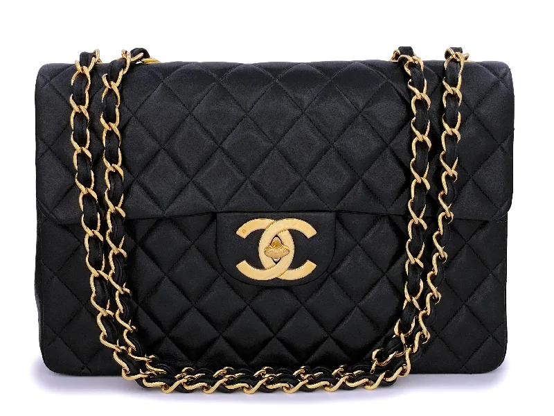 Chanel 1995 Vintage Black Maxi "Jumbo XL" Flap Bag 24k GHW Flash Sale On Handbags