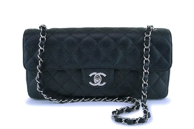 Chanel Black Caviar Classic East West Flap Bag SHW Stylish Totes, Special Discounts