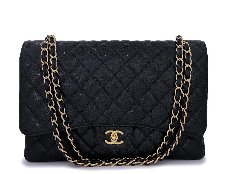 Chanel Black Caviar Maxi Classic Single Flap Bag GHW Must-Have Bags, Big Discounts