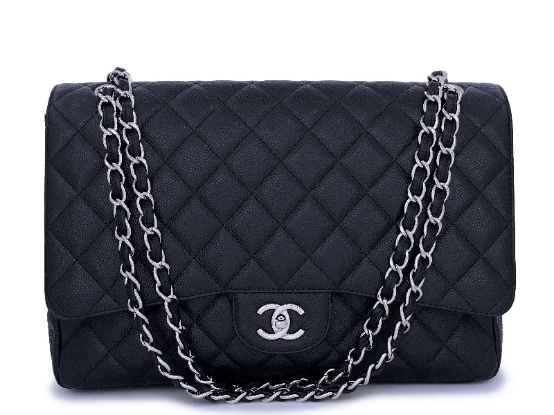 Chanel Black Caviar Maxi Classic Single Flap Bag SHW Premium Bags, Special Prices