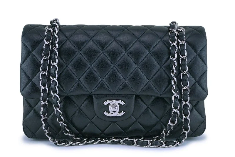 Chanel Black Lambskin Medium Classic Double Flap Bag SHW Timeless Handbags Now At Special Discounts Chanel Black Lambskin Medium Classic Double Flap Bag SHW Timeless Handbags Now At Special Discounts