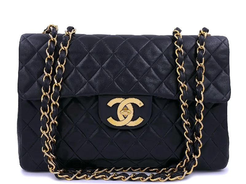 Chanel Black Vintage Lambskin Maxi "Jumbo XL" Classic Flap Bag 24k GHW Chic Crossbody Bags, Limited Offers Chanel Black Vintage Lambskin Maxi "Jumbo XL" Classic Flap Bag 24k GHW Chic Crossbody Bags, Limited Offers