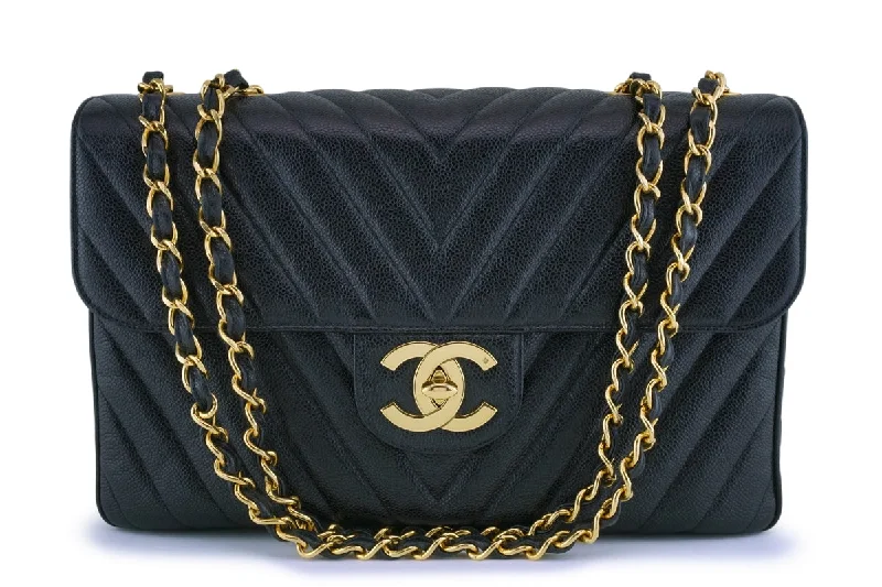 Chanel Vintage Black Caviar Chevron Classic Maxi XL Flap Bag 24k GHW The Ultimate Handbag Sale – Elegant Styles At Lower Prices Chanel Vintage Black Caviar Chevron Classic Maxi XL Flap Bag 24k GHW The Ultimate Handbag Sale – Elegant Styles At Lower Prices