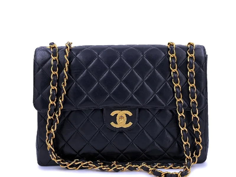 Chanel Vintage Black Jumbo Classic Flap Bag Lambskin 24k GHW Premium Quality Bags, Budget Prices Chanel Vintage Black Jumbo Classic Flap Bag Lambskin 24k GHW Premium Quality Bags, Budget Prices