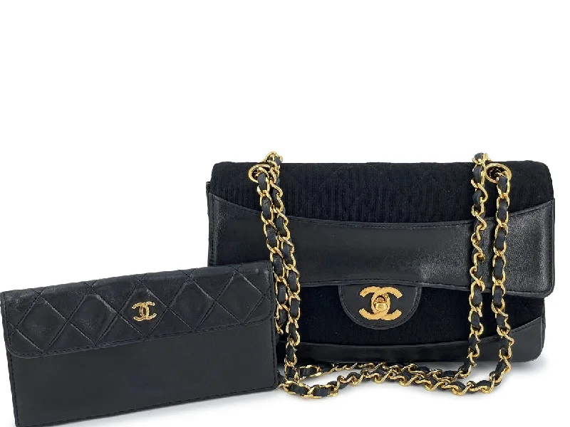 Chanel Vintage Classic Flap Bag Leather/Canvas w Wallet 24k GHW Premium Quality Bags At Affordable Prices