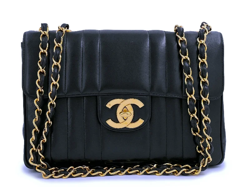 Chanel Vintage Mademoiselle Jumbo Classic Flap Bag Black Lambskin Flash Sale On Designer Bags Chanel Vintage Mademoiselle Jumbo Classic Flap Bag Black Lambskin Flash Sale On Designer Bags