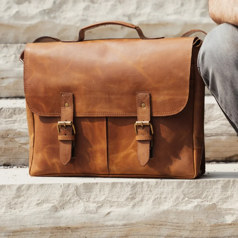 Coarse Leather Messenger - Saddle Brown High-End Handbags At Affordable Prices