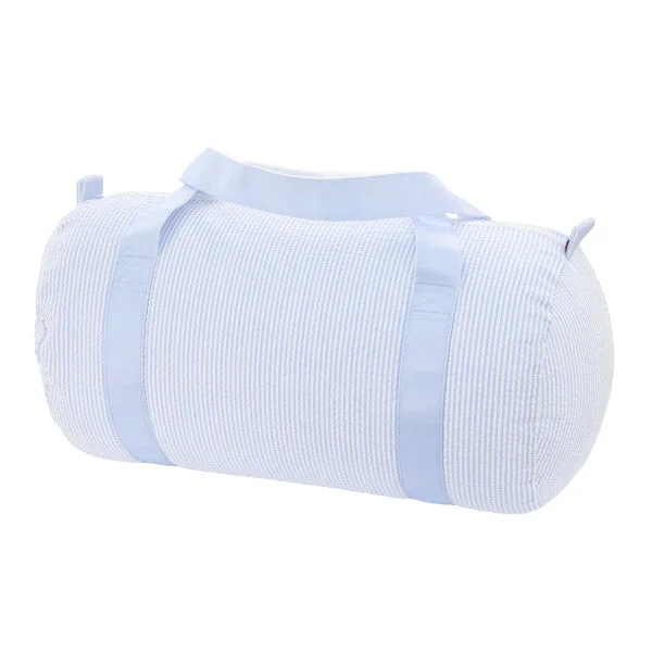MINT Baby Blue Seersucker Medium Duffle Premium Handbags With A Touch Of Elegance