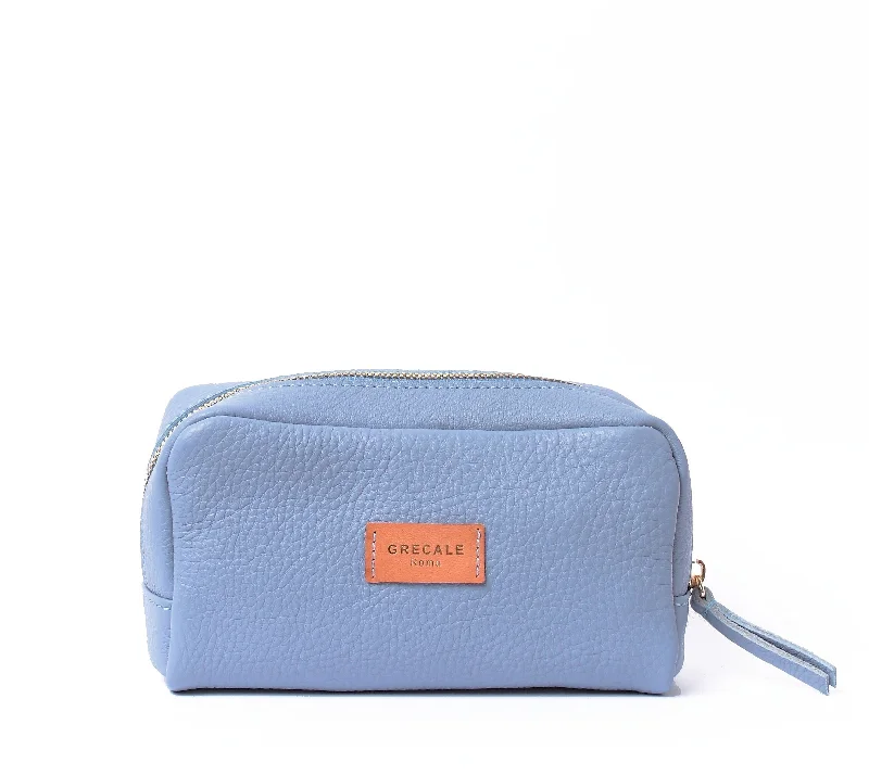 Cosmetic Case - Light Blue Leather Elegant Totes At Limited-Time Prices