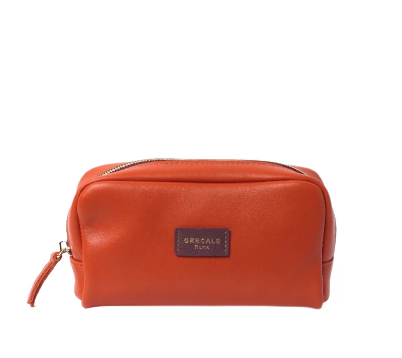 Cosmetic Case- Orange Leather High-Fashion Handbags At Reduced Costs