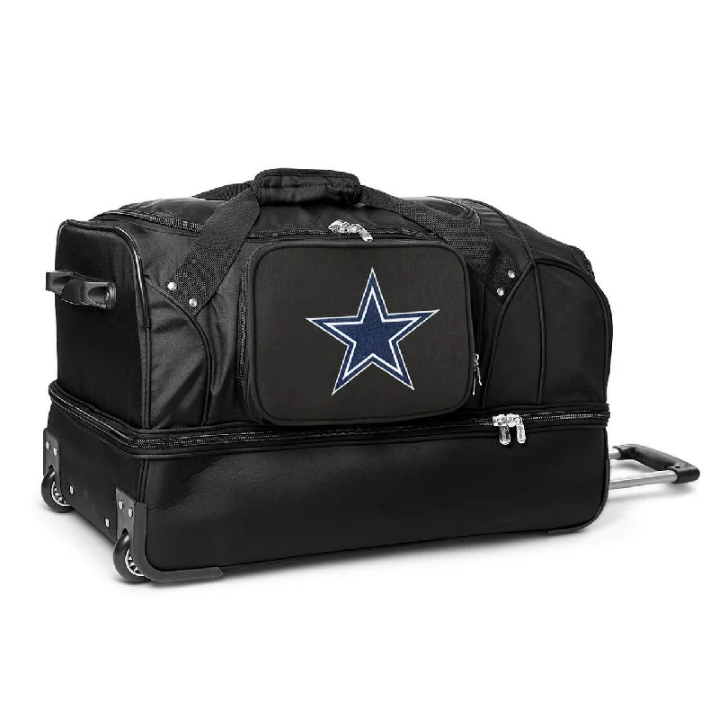 Dallas Cowboys 27" Black Rolling Drop Bottom Duffel Trendy Purses, Limited Offer