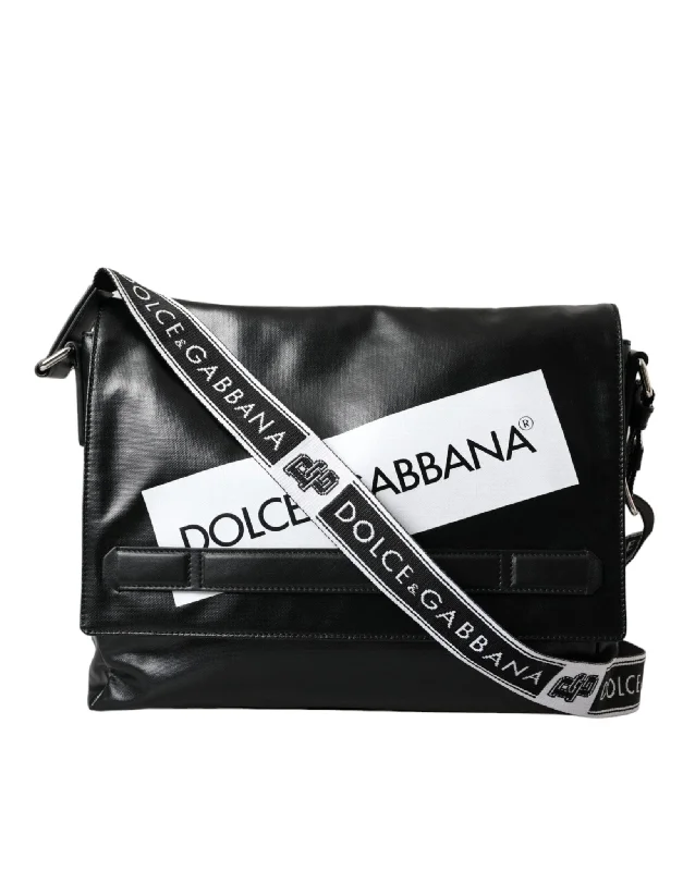 Dolce & Gabbana Black Calfskin Coated Canvas Logo Panel Messenger Bag Trendy Handbags At Limited-Time Discounts Dolce & Gabbana Black Calfskin Coated Canvas Logo Panel Messenger Bag Trendy Handbags At Limited-Time Discounts